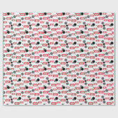 Papier Cadeau Balise rouge "Classe de" chien et Motif de points (Plat)
