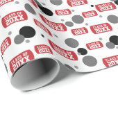 Papier Cadeau Balise rouge "Classe de" chien et Motif de points (Coin rond)