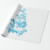 Papier Cadeau Ball Blue, Medium Turquoise design décoratif (Déroulé)