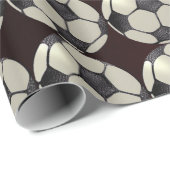 Papier Cadeau Balle de football / Burgandy (Coin rond)