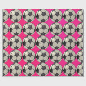 Papier Cadeau Balle de football / Rose chaud (Plat)