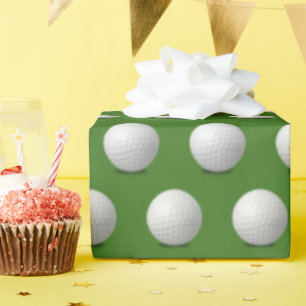 Papier Cadeau balle de golf blanche en vert