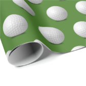 Papier Cadeau balle de golf blanche en vert (Coin rond)