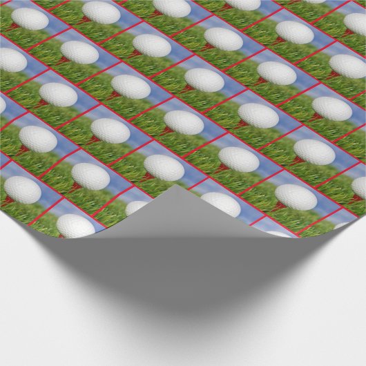 Papier Cadeau balle de golf blanche sur tee rouge (Coin)