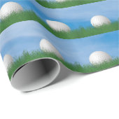 Papier Cadeau balle de golf dans l'herbe avec ciel (Coin rond)