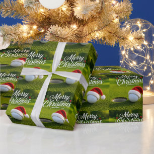 Papier Cadeau Balle de golf et chapeau de Père Noël pour golfeur