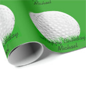 Papier Cadeau Balle de Golf sur Gazon (Coin rond)