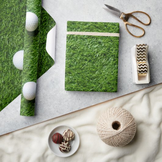 Papier Cadeau Balle de golf sur gazon vert (Artisanat)