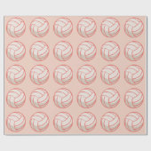 Papier Cadeau Balle de Netball Moderne Rose Corail (Plat)
