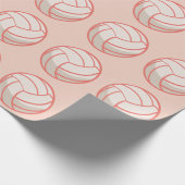 Papier Cadeau Balle de Netball Moderne Rose Corail (Coin)