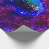 Papier Cadeau Balle de Noël Bleue, Arbre Violet (Coin)