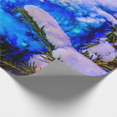 Papier Cadeau Balle de Noël bleue, Neige (Coin)