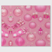 Papier Cadeau Balle de Noël rose Parties scintillant (Plat)