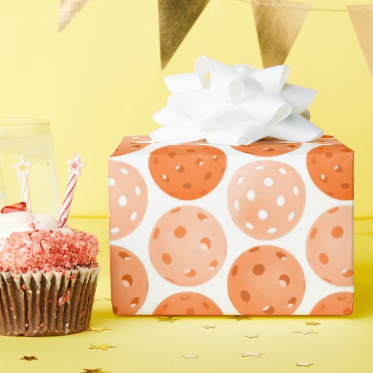Papier Cadeau Balle de Pickleball, Ballons de Pickleball Orange  (Fête d'anniversaire)