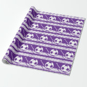 Papier Cadeau Balle de soccer violet sportif (Déroulé)