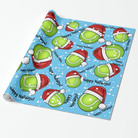 Papier Cadeau Balle de tennis de style de Noël (Déroulé)