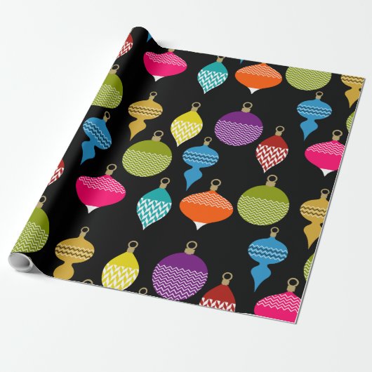Papier Cadeau Balle décorative de Noël rétro (Déroulé)
