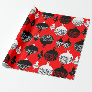 Papier Cadeau Balle Décorative De Noël Rouge Et Noir