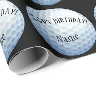 Papier Cadeau Baller Golf Nom personnalisé Joyeux Anniversaire