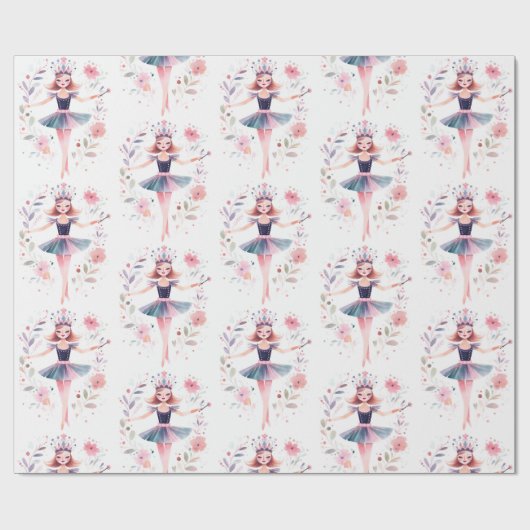 Papier Cadeau Ballerina Ballet Nutcracker (Plat)