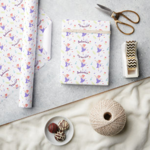 Papier Cadeau Ballerina colorée Motif d'anniversaire des filles