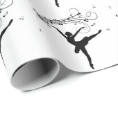 Papier Cadeau Ballerina Dancing with Music Notes (Coin rond)