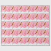 Papier Cadeau Ballerina de Noël rose danser dans la neige (Plat)