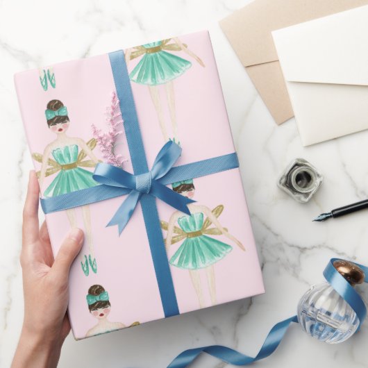 Papier Cadeau Ballerina, Mint et Blush (Cadeaux)