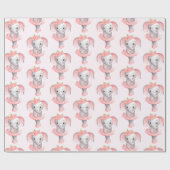 Papier Cadeau Ballerina Motif bleu rose et gris (Plat)