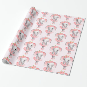 Papier Cadeau Ballerina Motif bleu rose et gris