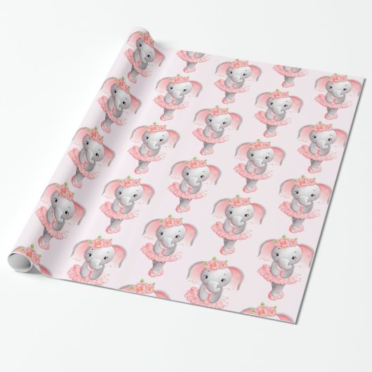 Papier Cadeau Ballerina Motif bleu rose et gris (Déroulé)