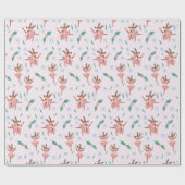 Papier Cadeau Ballerina Reindeer et Bows Noël (Plat)