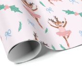 Papier Cadeau Ballerina Reindeer et Bows Noël (Coin rond)