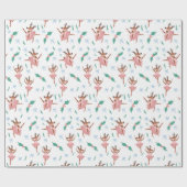 Papier Cadeau Ballerina Reindeer et Bows Noël (Plat)