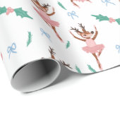 Papier Cadeau Ballerina Reindeer et Bows Noël (Coin rond)