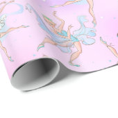 Papier Cadeau Ballerinas Danseuses Avec Motif Rose Aqua (Coin rond)