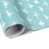 Papier Cadeau Ballerinas de flocon de neige en bleu (Coin rond)