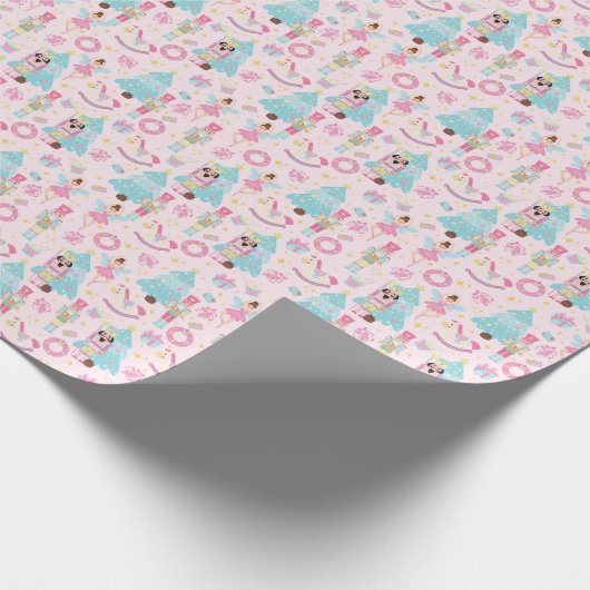 Papier Cadeau Ballerinas et noix de Noisette rose mignonne (Coin)