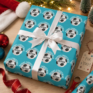 Papier Cadeau Balles de football pour enfants à Noël 