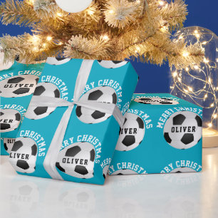 Papier Cadeau Balles de Football pour Enfants Cadeau de Noël