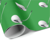 Papier Cadeau Balles de golf blanches et putters (Coin rond)