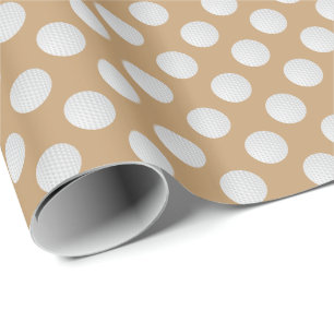 Papier Cadeau Balles de golf blanches sur fond brun chameau