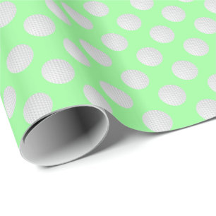 Papier Cadeau Balles de golf blanches sur fond vert menthe