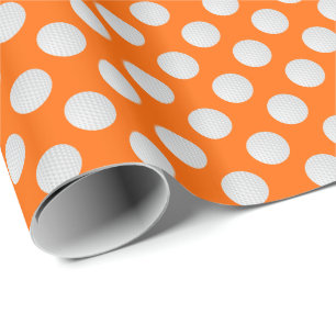 Papier Cadeau Balles de golf blanches sur orange