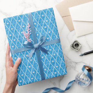 Papier Cadeau Balles de golf et clubs Argyle sur fond bleu vif