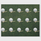 Papier Cadeau Balles de golf sur fond d'herbe verte (Plat)