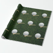 Papier Cadeau Balles de golf sur fond d'herbe verte (Déroulé)