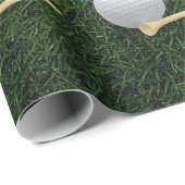 Papier Cadeau Balles de golf sur fond d'herbe verte (Coin rond)