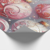 Papier Cadeau Balles de Noël Tourbillon rose blanc gris (Coin)