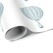 Papier Cadeau Ballon à air chaud bleu vintage (Coin rond)